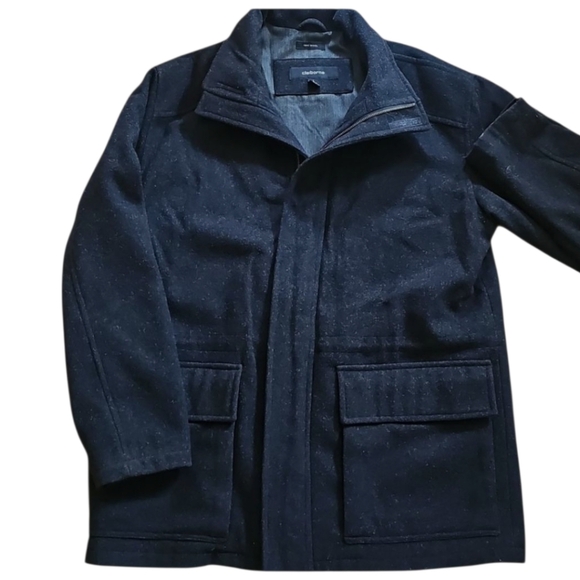 Claiborne Other - Claiborne Men's Black/Charcoal Wool Outerwear Thigh-Length Coat